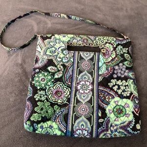 Green and Black Floral Vera Bradley Handbag with Botanical Design